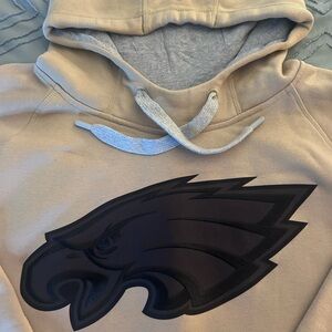 Antigua Tan Philadelphia Eagles Hoodie with Black Eagle Design